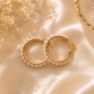 Elegant Pearl Hoop Earrings