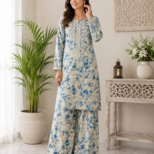 2-Piece Embroidered Stitched Suit