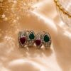 Elegant Dual-Tone Crystal Stud Earrings