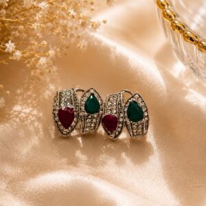 Elegant Dual-Tone Crystal Stud Earrings