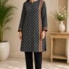 Elegant 2-Piece Black Printed Suit Unstiticed