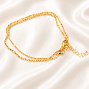 Minimalist Double-Layer Gold-Tone Anklet