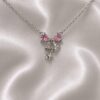 Elegant Pink Bow Charm Necklace