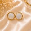 Elegant White Stone Stud Earrings