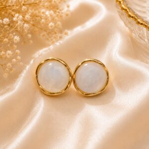 Elegant White Stone Stud Earrings