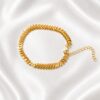 Stylish Gold-Tone Leaf Chain Anklet