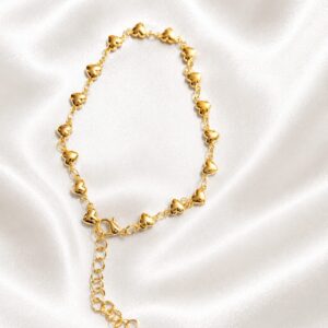 Beautiful Gold-Tone Heart Charm Anklet