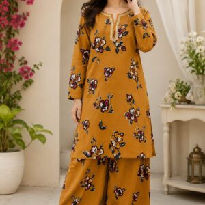 2-Piece Stitched Lawn Suit with Farshi Shalwar