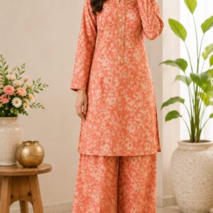 2-Piece Stitched Lawn Suit with Farshi Shalwar