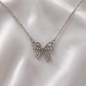 Elegant Crystal Bow Necklace
