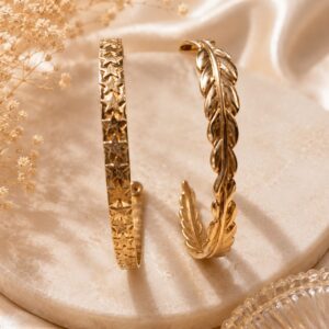 Elegant Gold Open Cuff Bracelet Set
