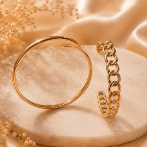 Elegant Gold Open Cuff Bracelet Set