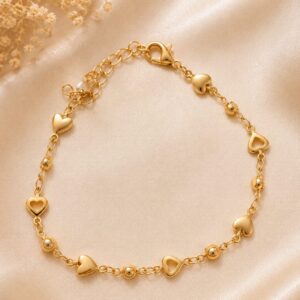 Elegant Gold Layered Heart Charm Bracelet
