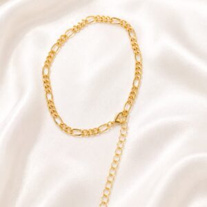 Classic Gold-Tone Figaro Chain Anklet