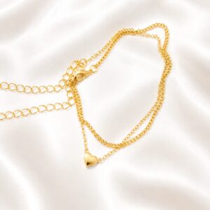 Dainty Double-Layer Heart Charm Anklet