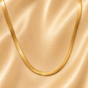 Classic Herringbone Gold Chain Necklace