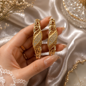 2Pc/Set Gold Plated Cuff Bangles
