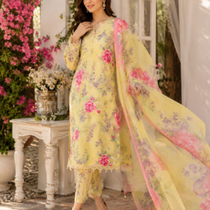3Pc Unstiched Suit With Chiffon Dopatta