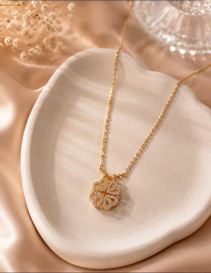 Stainless Steel Magnetic Flower Pendant Necklace