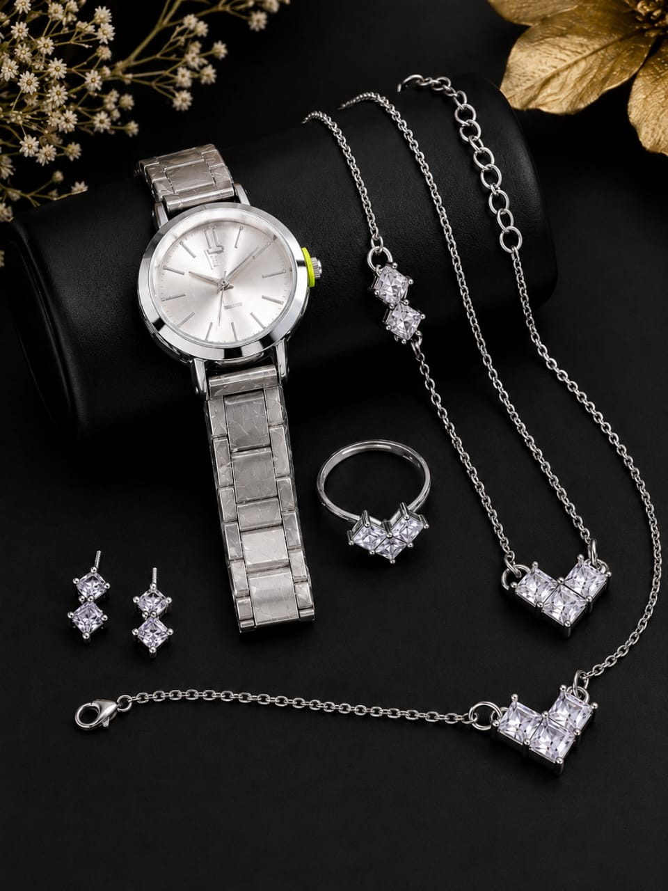 5Pcs Silver Watch Set